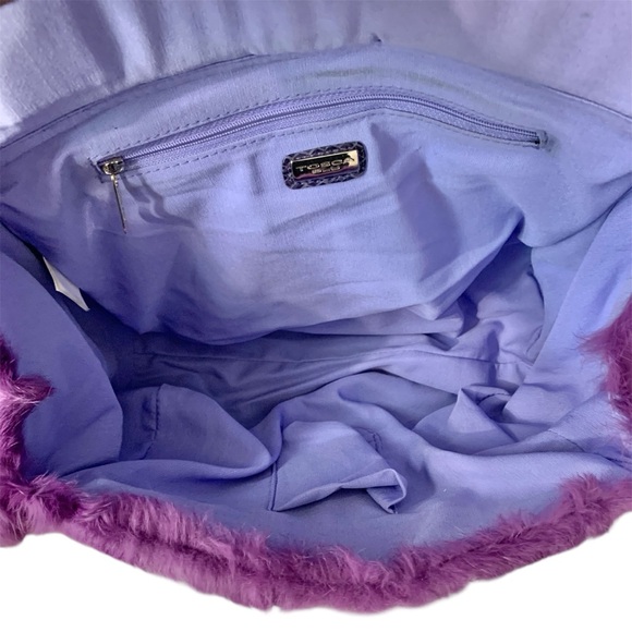 TOSCA BLU Luxurious Purple Faux Leather & Fur Handbag - Picture 11 of 15